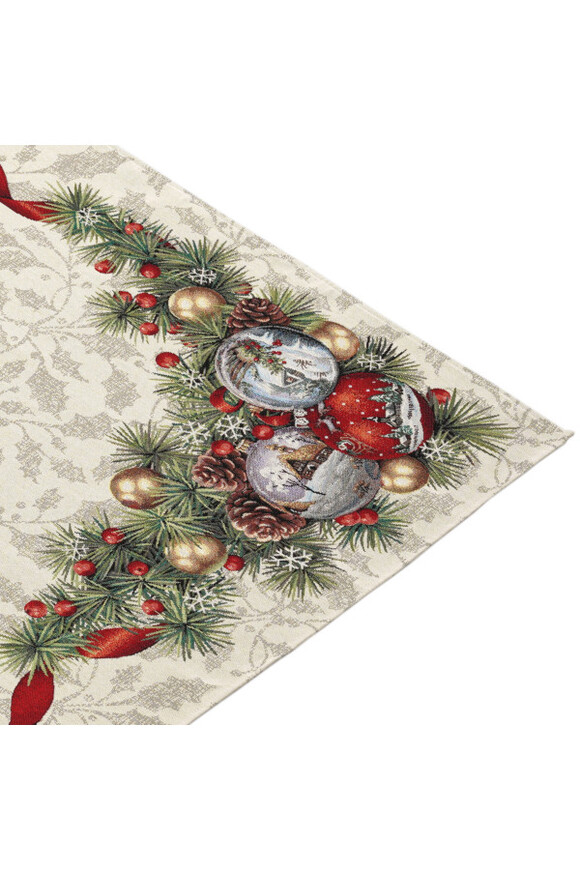 Gwiazdkowy Ostrokrzew, świąteczny obrus gobelinowy