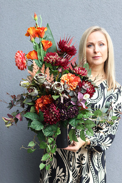 Grandma, jesienny bukiet nagrobny we wkładzie, dł.60cm