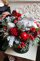 Karminowy Silver, zimowy flowerbox świąteczny