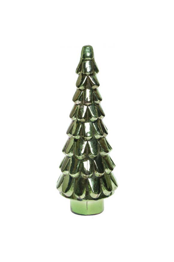 Xmas Vintage, figurka świąteczna choinka szklana, zielona