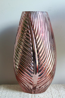 Leaf Glamour, elegancki szklany wazon, różowe złoto