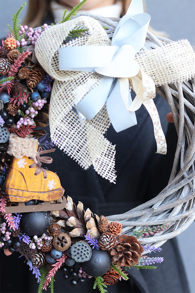 Na Łyżwy, elegancki zimowy wianek, śr.36cm