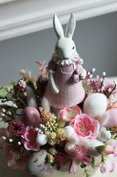 dekoracja wielkanocna wzłotej donicy Pink Bunny Girl