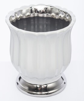 Regina Flower A, osłonka ceramiczna, biało-srebrna, wym.24x21x21cm