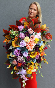 Jesienna Pogoda 2, kolorowa wiązanka nagrobna, dł.100cm 