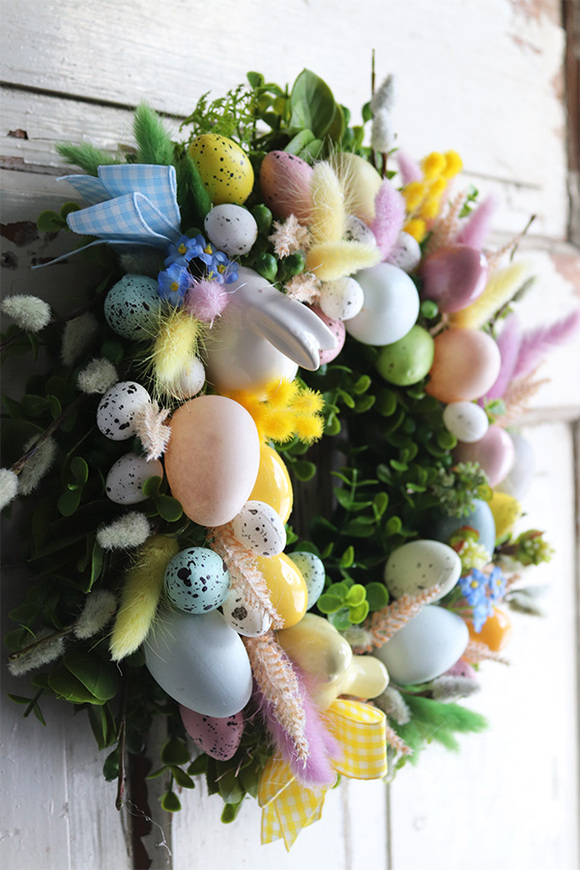 Moko Easter Pastelle A, wielkanocny wianek na drzwi, śr.30cm
