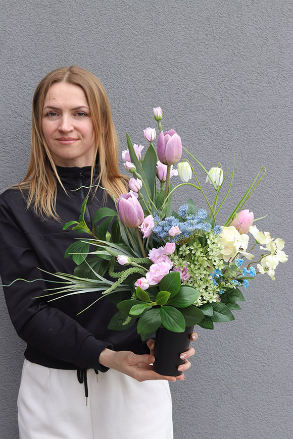 Tulippo Pink 2, komplet dekoracji nagrobnych