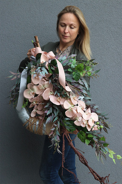 Elanea Orchid Branch, efektowny wianek na drzwi, wym.53x90cm