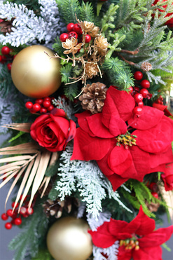 Red&Gold, świąteczna wiązanka nagrobna, dł.90cm 