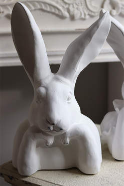 Zając Myśliciel A, figurka zajączek wielkanocny, biały, wys.37cm