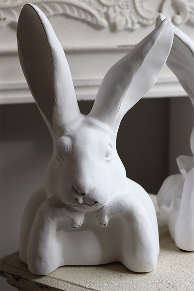 Zając Myśliciel A, figurka zajączek wielkanocny, biały	