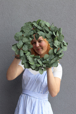 Eukaliptusowy Simple, zielony wianek na drzwi, śr.40cm