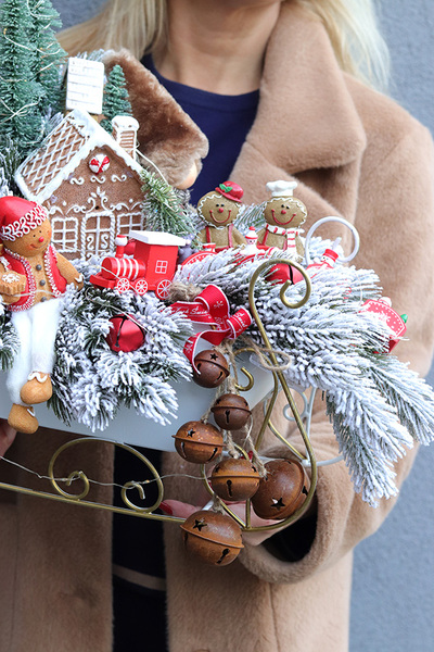 Jadą Sanie, świąteczny stroik LED