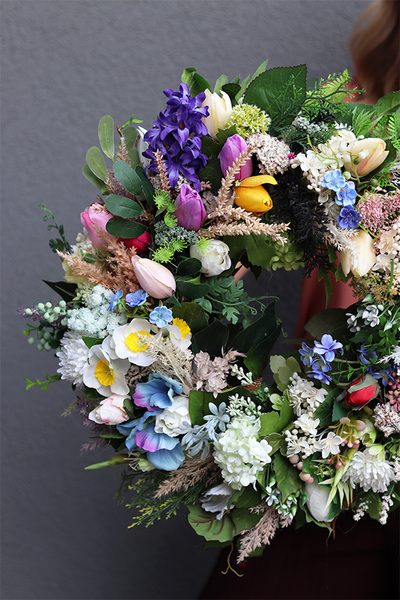 Hiacyntowy Raj, kwiatowy wianek na drzwi