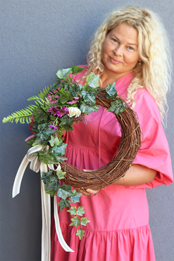 Kwiatowe Uśmiechy, barwny wianek z margerytkami, śr.35cm