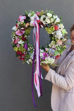 OD RĘKI Łąka Nerrete, polny wianek na drzwi, śr.46cm