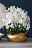 Deluxe Gold, sztuczny storczyk w złotej donicy, kpl.2szt