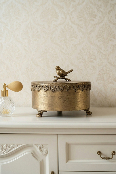 Bird Vintage, metalowe puzderko szkatułka
