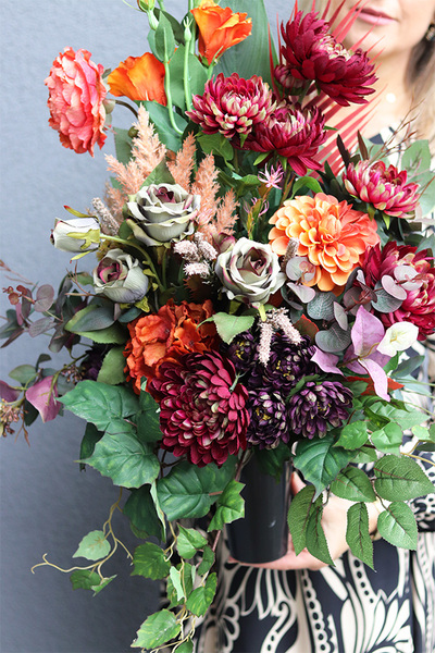 Grandma, jesienny bukiet nagrobny we wkładzie