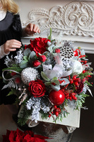 Karminowy Silver, zimowy flowerbox świąteczny