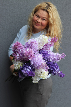 Bzy Deluxe Premium, gumowy bez kwitnący lilak, różowy, 3szt, dł.70cm