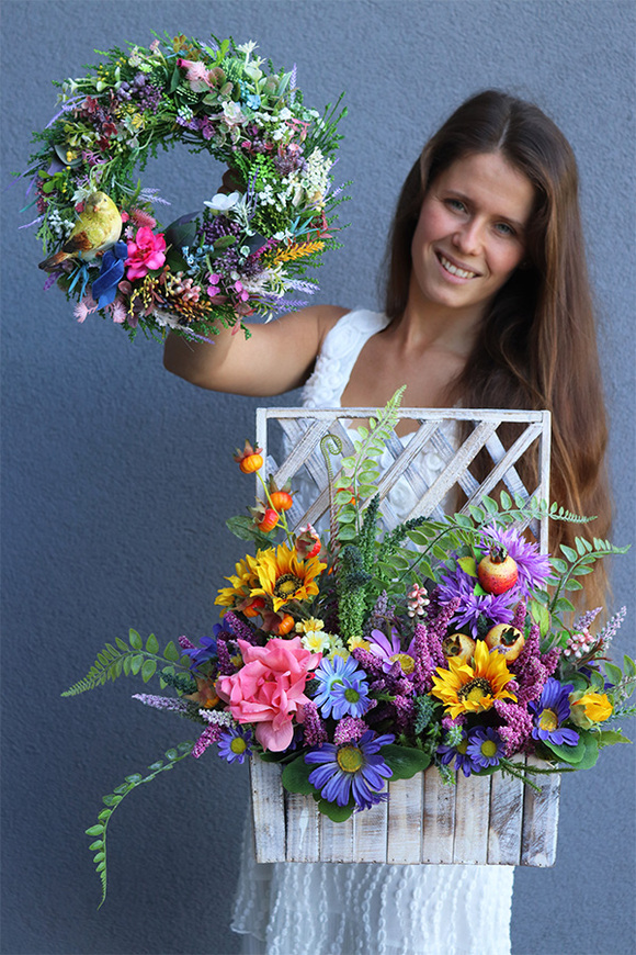 Kolorato, wianek z ptaszkiem, śr.33cm