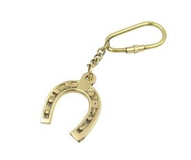 Podkowa na Szczęście, mosiężny brelok do kluczy, dł.9.5cm