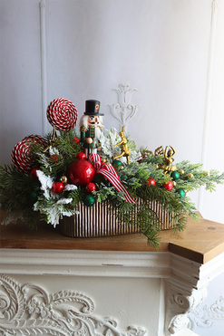 Lollypop Drosel Nutcracker, świąteczny stroik LED z dziadkiem, wym.36x60cm 