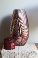 Leaf Glamour, elegancki szklany wazon, różowe złoto