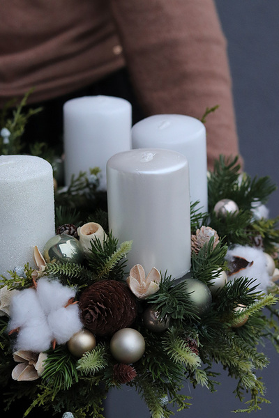 Krissa Nature, adwentowy wianek stroik z czterema świecami