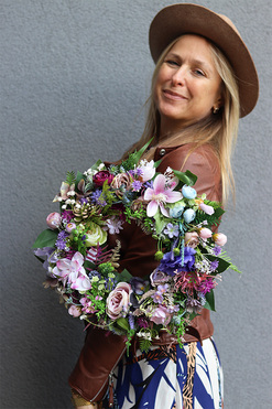 Dekolora, wianek kwiatowy na drzwi, śr.36cm   