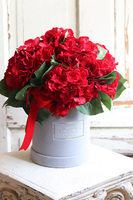 flowerbox welurowy z hortensjami, Hortenata, wym.40x34cm