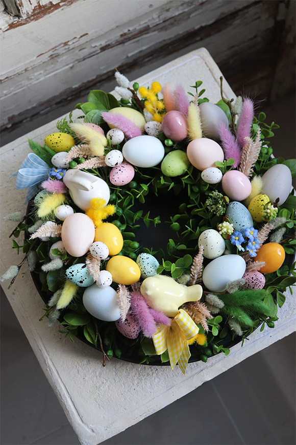 Moko Easter Pastelle A, wielkanocny wianek na drzwi, śr.30cm