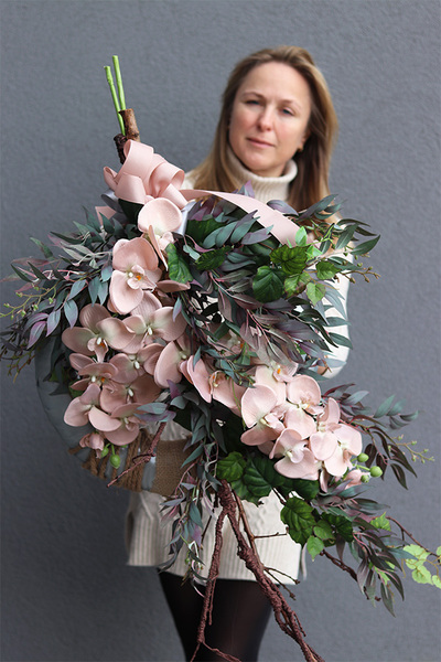 Elanea Orchid Branch, efektowny wianek na drzwi, wym.53x90cm 