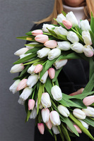 Witaj Wiosno Biel&Róż, bardzo elegancki wianek z tulipanów