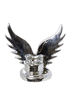 Wings, świąteczny świecznik, srebrny, wym.15x18.5x10cm