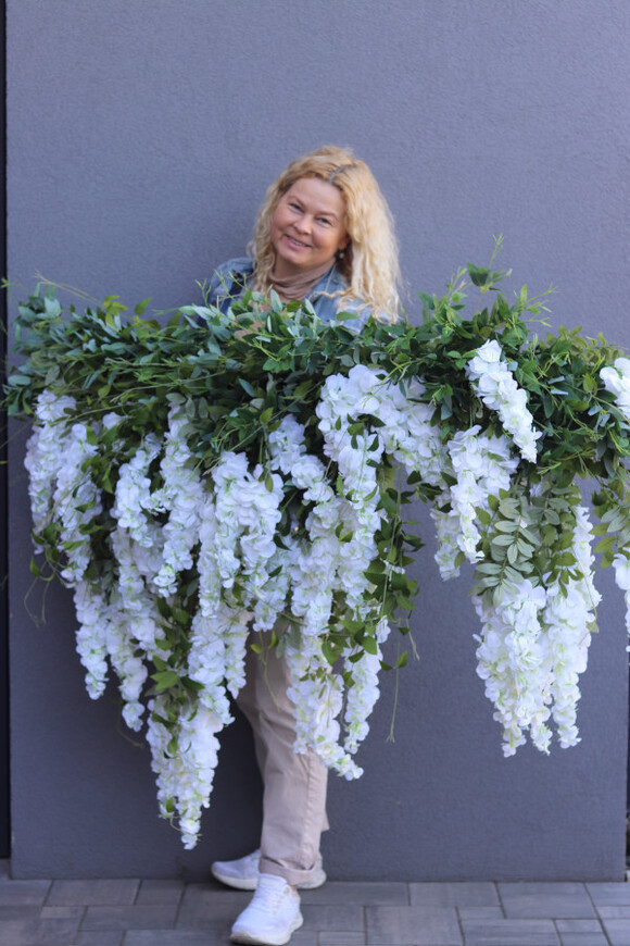 elegancka girlanda z białymi kwiatami, Wisterianna Premium