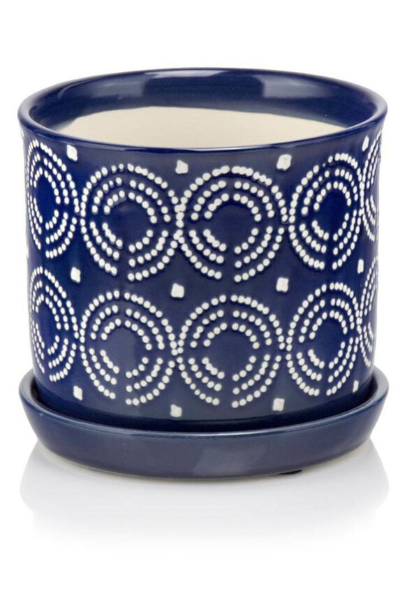 Vieja, ceramiczna doniczka z podstawką