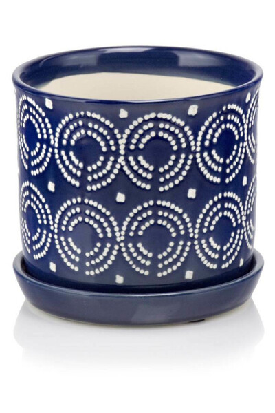 Vieja, ceramiczna doniczka z podstawką