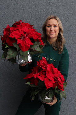 Gwiazda Betlejemska Silverra, wysokiej jakości sztuczna roślina, wys.42cm  