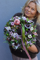 Garden Autumn, jesienny wianek na drzwi z wstążkami, śr.30cm