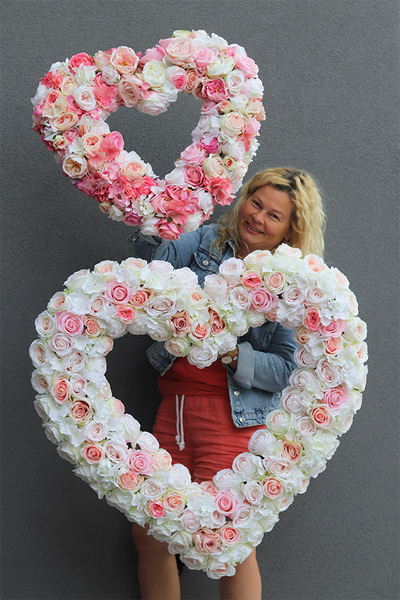 kwiatowa dekoracja serce Róże&Hortensje