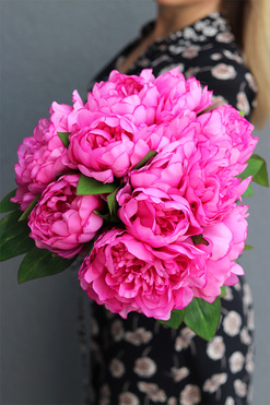 Aura, bukiet ciemnoróżowych peonii, wys.38cm