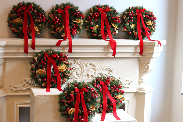 Zimowa Kraina, świąteczny wianek z suszem