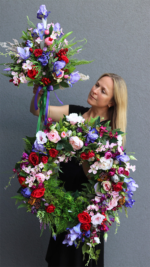 Marassi 2, kolorowy wieniec nagrobny, śr.67cm 