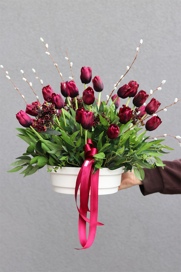 Tulipaneo Bordo, komplet dekoracji nagrobnych