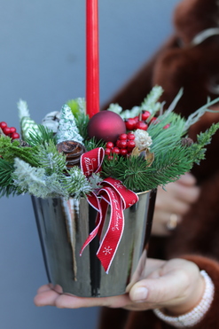 Klassiko, świąteczny stroik ze świecą, wym.35x27cm