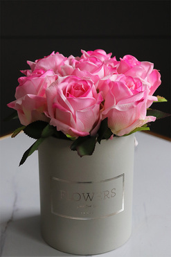 Pink Roses, różany flowerbox, wys.21cm