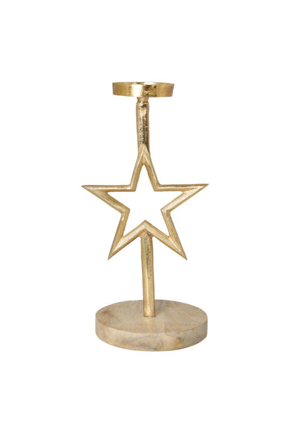 Xmas Gold, świąteczny świecznik złoty z gwiazdką