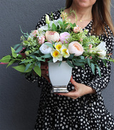 Abella Spring, komplet dekoracji kwiatowych, kompozycja w naczyniu + bukiet 